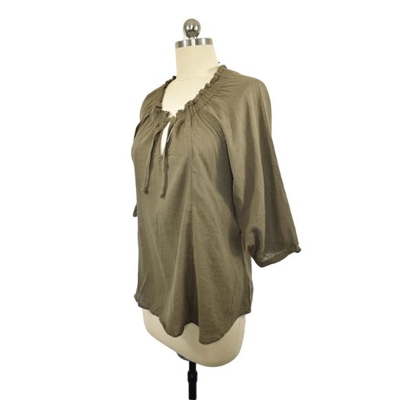 NEW Women's Size X-Small EXPRESS Blouse 3/4 Sleeve Bohemian Green 870-06338 - Picture 4 of 5